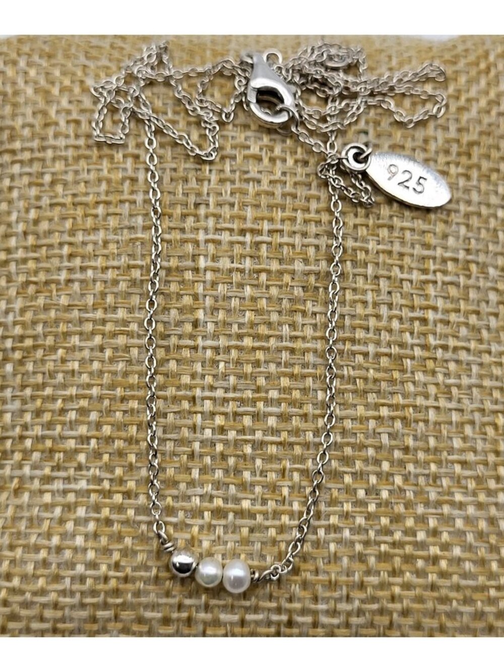 Boma 925 Sterling Silver Signed Delicate Tiny pearl necklace bridal elegant Sexy